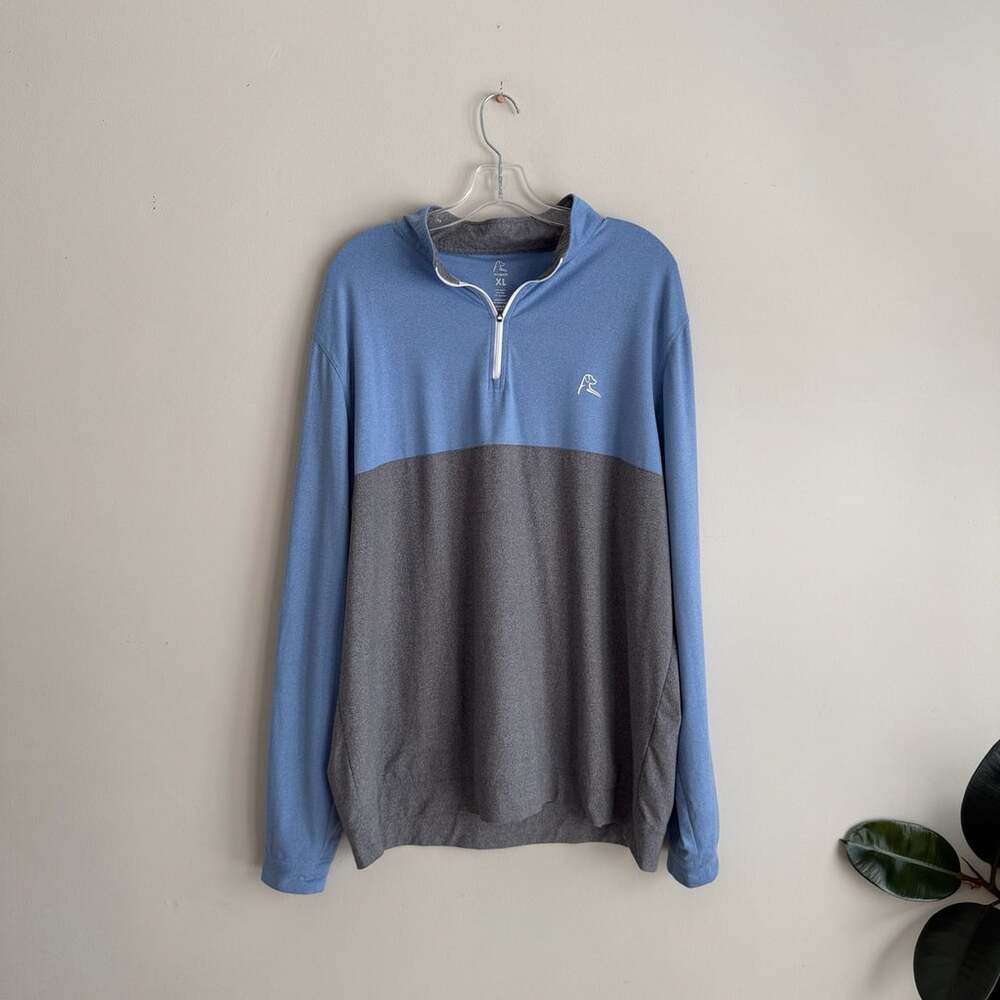 Rhoback Quarter Zip Pullover Size XL Blue Gray Colorblock Performance